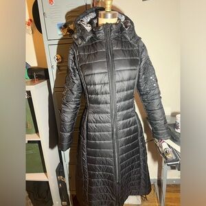 Studded Ski Puffer Hooded Long Coat